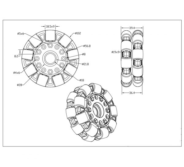 100mm Omnidirectional Wheel (Brass Bearing for Rollers)