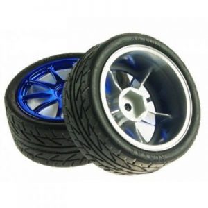 65mm Robot Wheel Blue Rubber wheels Pair