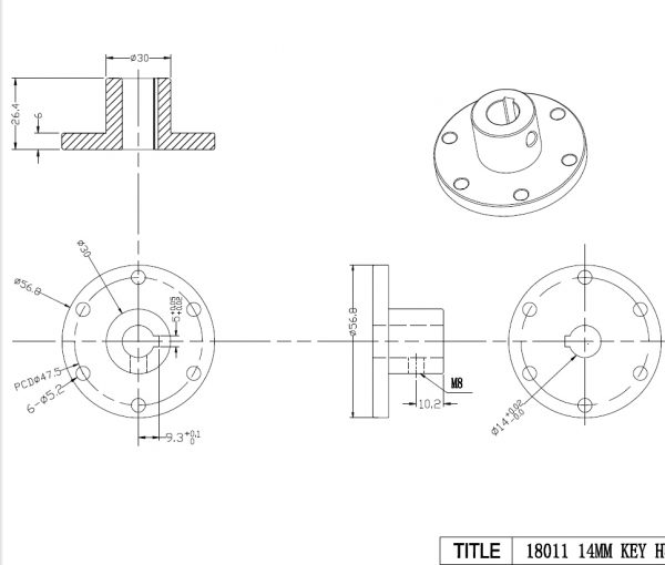 14mm Keyway Coupling CB18011 Aluminum hubs for Mecanum Wheels