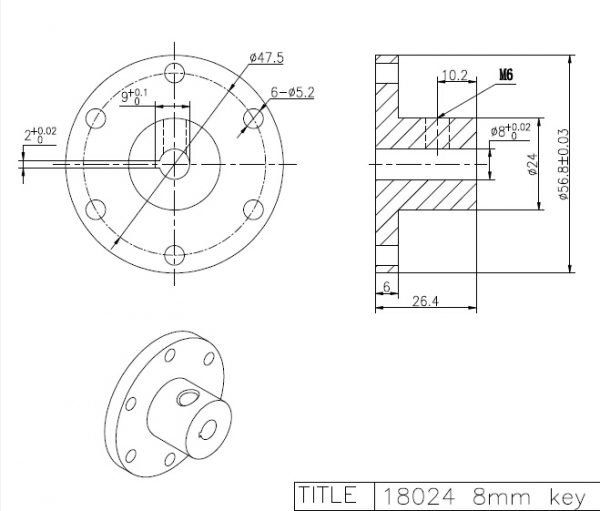 8mm Key Coupling Hub CB18024 for Mecanum Wheels