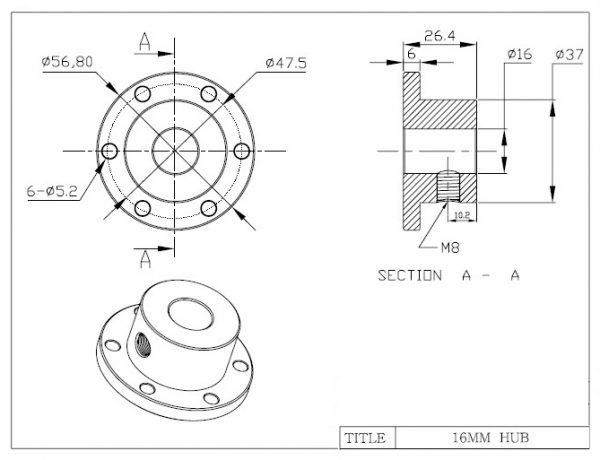 CasterBot 16mm Coupling CB18012 Aluminum Mounting Hubs for 16mm Motor Shaft