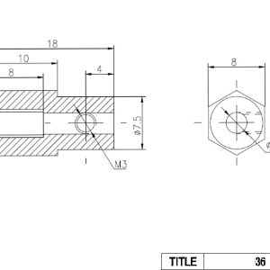 CasterBot 3 mm Brass Hex Coupling for 38 mm Plastic Omni Wheels